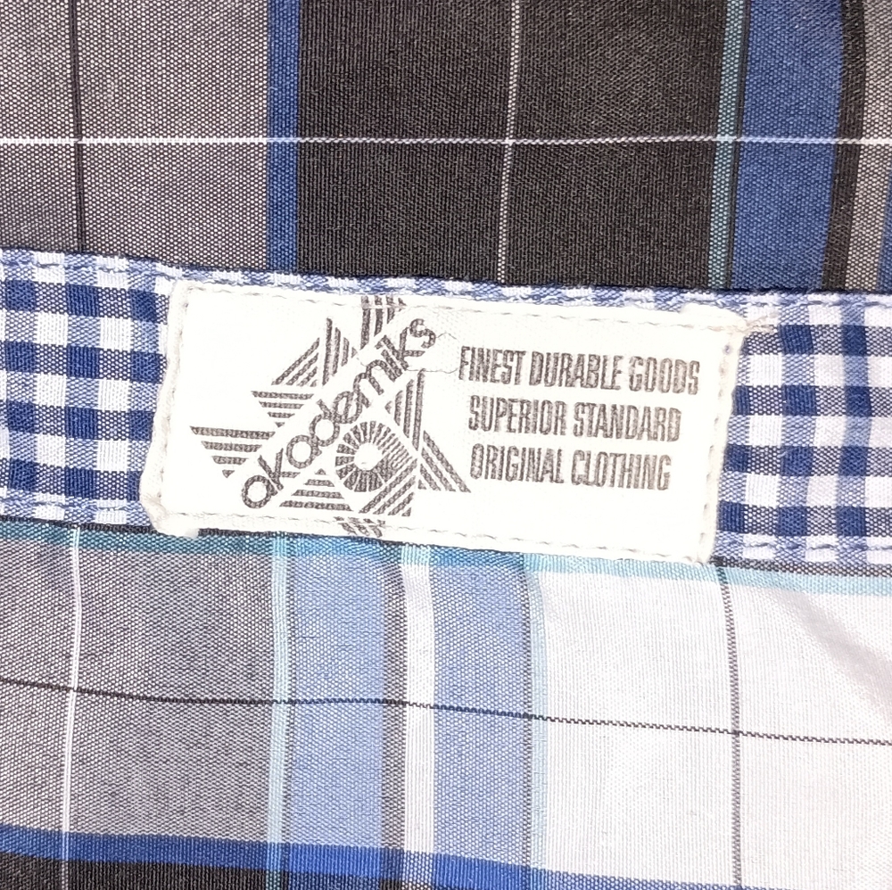 Mens Akademiks Black Blue White Plaid Button Front Shirt Size 5XL XXXXXL - Picture 9 of 11